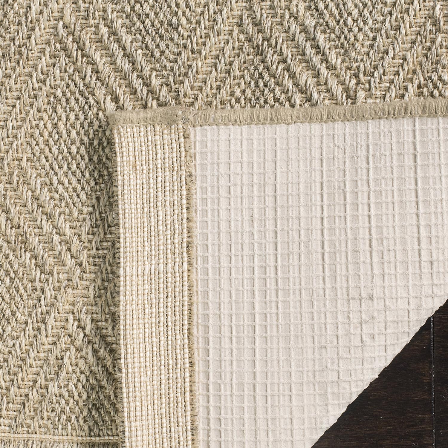 SAFAVIEH Palm Beach Collection Area Rug - 8' x 10', Sand, Sisal & Jute Design, Ideal for High Traffic Areas in Living Room, Bedroom (PAB351A)