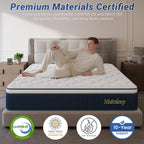 14″ Queen Hybrid Mattress – Cooler, Quieter & Deeper Comfort, Airflow Foam + Pocket Coils, 2″+ Plush Cushion, Heavy-Duty Support, CertiPUR-US, Fiberglass-Free, Mattress in a Box