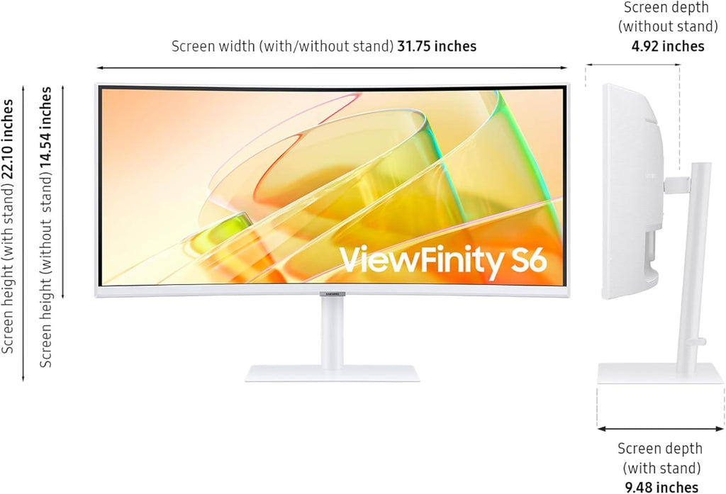 Samsung 34” ViewFinity (S65TC) Series Ultra-WQHD 1000R Curved Computer Monitor  HDR10  100Hz  AMD FreeSync  Thunderbolt 4  Height Adjustable Stand  Built-in Speakers  Eye Care  LS34C650TANXGO  2024