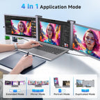 Laptop Screen Extender  15" 1080P IPS FHD Triple Monitor for 15"-17.3" Laptops  Plug & Play Portable Monitor Extender with USB-C/HDMI/USB-A for Mac/Windows/Chrome/Android Gray