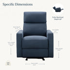 Nurture& The Glider Premium Power Recliner Nursery Glider Chair with Adjustable Head Support | Designed with a Thoughtful Combination of Function and Comfort | Built-in USB Charger (Navy)