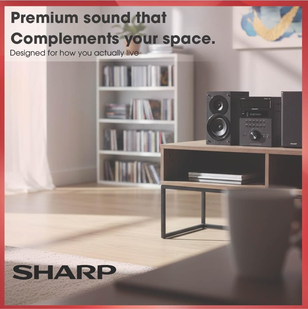 Sharp XL-BH250 Sharp 5-Disc Micro Shelf Executive Speaker System with Bluetooth  USB Port for MP3 Playback  AM/FM  Audio in for Digital Players