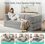 LINSY HOME 79'' Convertible Sofa Bed - Sleeper Sofa Compression Folding Loveseat Sleeper - Foldable Corduroy Couch Bed for Living Room Bedroom - Modular Sectional Compressed Sofa in Box, Grey