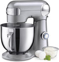 Cuisinart Stand Mixer, 12 Speeds, 5.5-Quart Mixing Bowl, Chef's Whisk, Flat Mixing Paddle, Dough Hook, and Splash Guard with Pour Spout, Silver Lining, SM-50BCNAS, Silver Lining