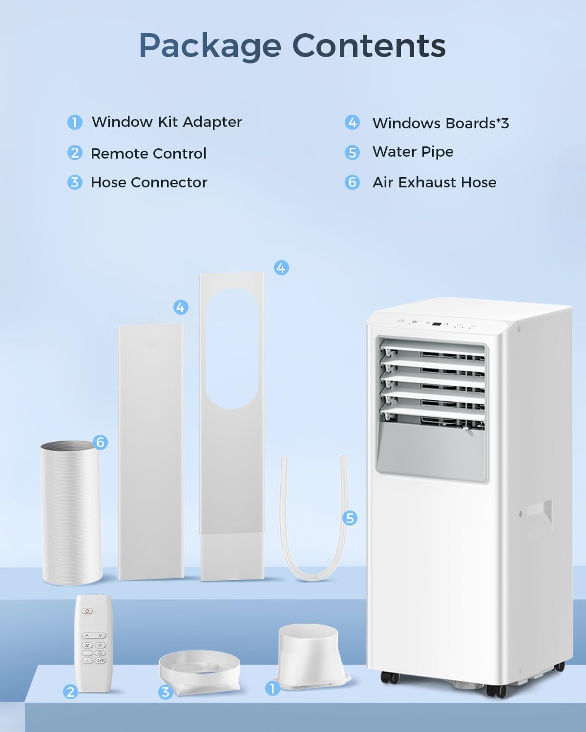 Energlow 8000 BTU Portable Air Conditioner, 5-in-1 Cools 350 Sq.Ft, Quiet AC Unit with Fan & Dehumidifier, LED Display, Remote, 24H Timer, Window Kit, for Bedroom/Office/Dorms/Apartment