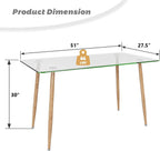 Tangkula Glass Dining Table, Modern Rectangular Table with Tempered Glass & Black Steel Legs, Simplistic Kitchen Versatile Table for Home Office