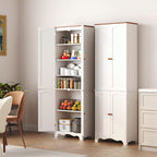 Function Home 72" Kitchen Pantry Cabinet, Freestanding Storage Cabinets, Tall Food Pantry with Doors and Adjustable Shelves, Utility Floor Cabinet for Kitchen Dining Room Living Room, White