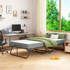 Pataku Folding Bed with Mattress, Twin Foldable Bed, Roll Away Beds for Adults, 75" x 31" Roll Away Portable Beds with 5" Mattress, Folded Frame for Small Apartment, Guest Room