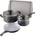 Farberware Disney Monochrome Ceramic Nonstick Cookware Pots and Pans with Baking/Bakeware Cookie Pan and Kitchen Cooking Tool Set, Dishwasher Safe, 8 Piece Cookware Set - Black