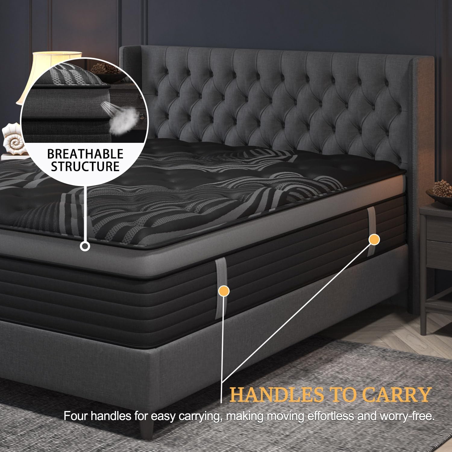 Queen Mattress, 12 Inch Hybrid Mattresses, Medium-Firm Feel with Pocket Springs & Cooling Gel Memory Foam, CertiPUR-US Certified for Enhanced Support, Cooling & Motion Isolation