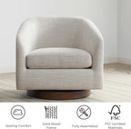 CHITA Swivel Accent Chair, FSC Certified Upholstered Fabric Barrel Chair for Living Room, Ivory