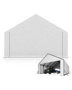 Carport Enclosure Kit for 20x26 20x21 20x16 Metal Carports, 2-Pack Heavy-Duty 220gsm PE Roll-Up Zipper Door Panels, Front & Back Cover with Ball Bungees,White