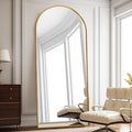 Floor Length Mirror, 76"x34" Arch Full Length Mirror Hanging or Leaning, Body Mirrors with Stand, Arched-Top Wall Mounted Mirrors with Aluminum Frame for Bedroom (Gold)
