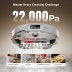 roborock Qrevo CurvX Robot Vacuum and Mop, 22,000Pa Suction, 3.14'' Ultra Slim, Zero-Tangling Design, Reactive AI Obstacle Recognition, AdaptiLift Chassis, Auto Hot Water Mop Washing & Drying