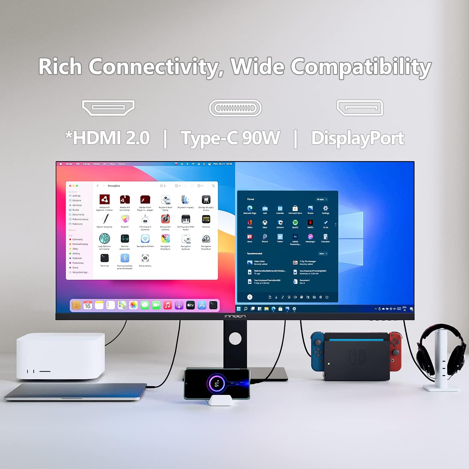 INNOCN 40C1R Ultrawide Monitor 40" WQHD 3440 x 1440p 144Hz FreeSync Premium HDR400 21:9 Computer Display 95% DCI-P3 500Nits IPS USB Type-C HDMI Tilt/Height Adjustable  Mountable