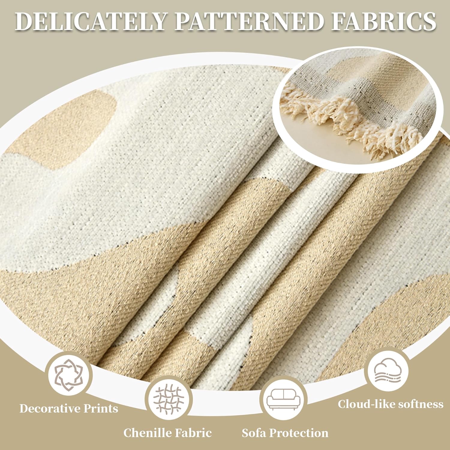 1OO% Waterproof Sectional Couch Covers for Dogs L Shaped Corner Sofa Cover Washable Chenille Sofa Slipcovers Blanket Modern Jacquard Pet Furniture Protector (91"x252", Boho Beige)