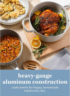 Sur La Table Kitchen Essentials Potluck Porch 10 Piece PFA Free Ceramic Non stick Interior Forged Aluminum Cookware Pots and Pans Set W/Aluminum Lids - Linen White - Induction Compatible