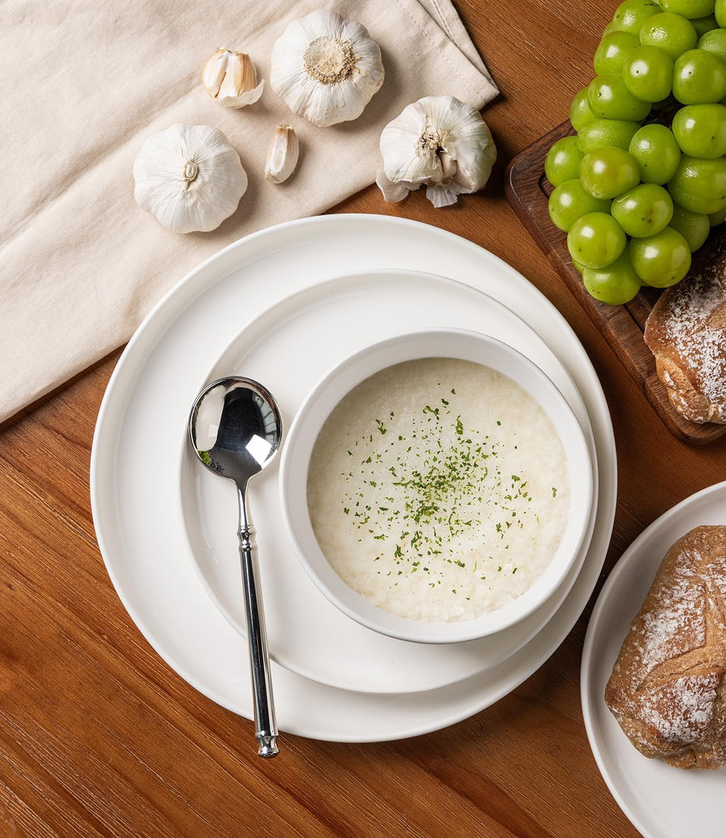 TheTerra Ceramic Dinnerware Sets, Handmade Reactive Glaze Plates and Bowls Set, Scratch Resistant Dish Set, Oven & Microwave & Dishwasher Safe, Bright White
