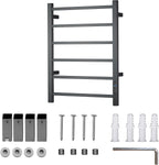Heated Towel Racks for Bathroom, Wall Mounted Electric Towel Warmer Racks with Timer & Temperature Control, 6 Bar Stainless Steel Towel Heater for Bathroom, Matte Black, Plug-in