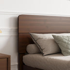 14in High Solid Bamboo Wood Platform Queen Size Bed Frame with Headboard, Reinforced Heavy Duty Metal Slats, Noise Free, No Box Spring Needed, Easy Assembly, Walnut