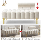 NIOIIKIT 53.2" Modern Loveseat Sofa Couch, Upholstered Accent Sofa with Golden Legs and Adjustable Backrest, Small Teddy Fleece Couches for Bedroom, Living Room, Compact Small Space (Beige Teddy)