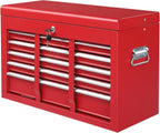 Winado 24" Metal Tool Box, Portable 5 Drawers Toolbox with Top Storage Tray, Carry Handle, Ball Bearing Runners, Lockable Tool Chest Cabinet for Garage, Warehouse, Repair Shop & Home, Red
