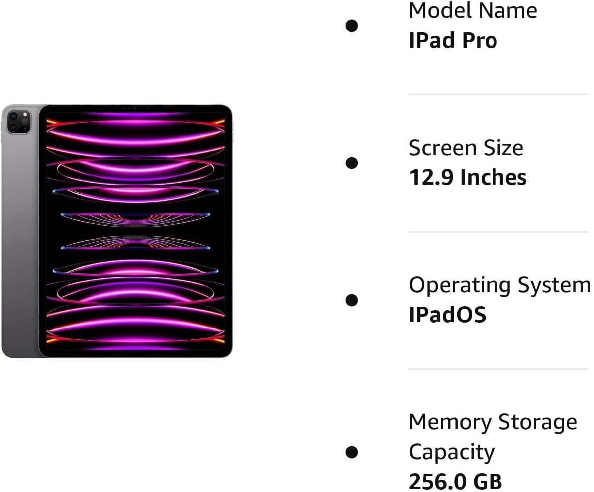 Apple 2022 iPad Pro (12.9-inch  Wi-Fi  256GB) - Space Gray (Renewed)