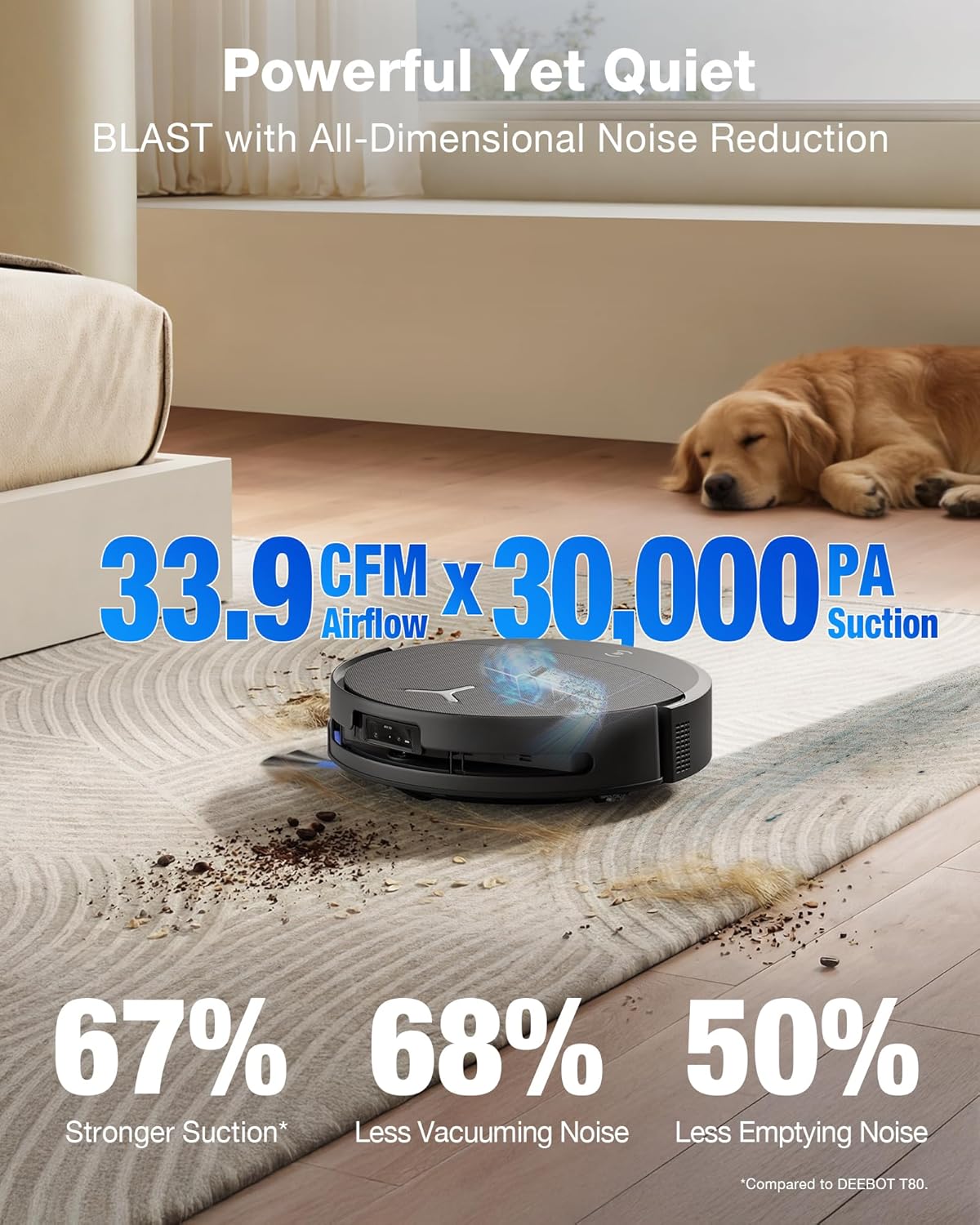 ECOVACS DEEBOT T90 PRO OMNI Robot Vacuum and Mop, 30,000Pa Suction, Instant Self-Cleaning OZMO Roller Mop, TruEdge Deep Edge Cleaning, ZeroTangle, Hot Water Wash & 145°F Air Dry, AI Obstacle Avoidance