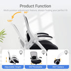 HYLONE 400lbs Heavy Duty Office Chair, 5" Thickened Seat Ergonomic Desk Chair with Adjustable Armrests, Home Office Computer Chairs for Long Hours Mesh Executive Chair(White Base&Black)
