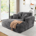 56" Oversized Chaise Lounge Chair Indoor,Plush Faux Fur Sleeper Sofa Couch Bed with Pillows&Wide Armrests,Fluffy Comfy Cloud Couch,Compression Foam Couch for Living Room,Bedroom(Grey)