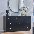 Fluted Dresser for bedroom, 55"W Black 8 Drawer Dressers, Wood Tall Dresser Storage Organizer, Modern Bedroom Chest of Drawers with Deep Storage for Closet Hallway, Entryway, Living Room Black