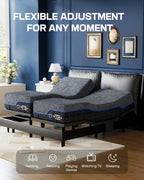 Marsail NS1 Split King Adjustable Bed Base with Massage- Smart Dual Motor Bed Frame with Wireless Remote, 3-Min Assembly, 4 USB Ports, Zero Gravity & Anti-Snore Mode