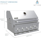 Spire Premium 5 Burner Built In Gas Grill Island Head  Stainless Steel 30 Inch Propane Grill with Rear Burner  63 000 BTUs  750 SQ In Racks  Dual Fuel Compatibility - 740-0788P
