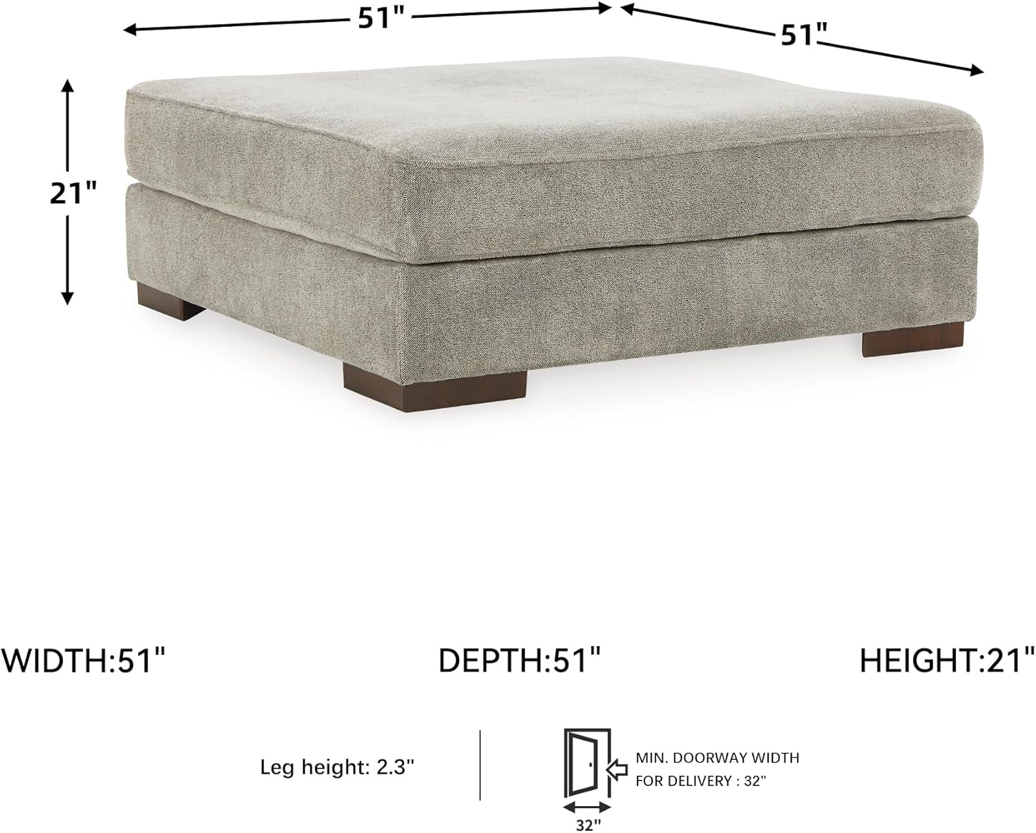 Signature Design by Ashley Bayless Modern Oversized Accent Ottoman, Gray