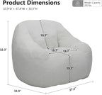 MINCETA Bean Bag Chair for Adults, Comfy Bean Bag Sofa with Armrest, White BeanBag Chair with Back Support for Living Room, Bedroom