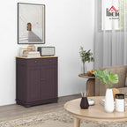 HOMCOM Sideboard Buffet Cabinet with Solid Wood Countertop, Modern Kitchen Storage Cabinet, Coffee Bar Cabinet with 2 Drawers, Doors and Adjustable Shelf, Coffee