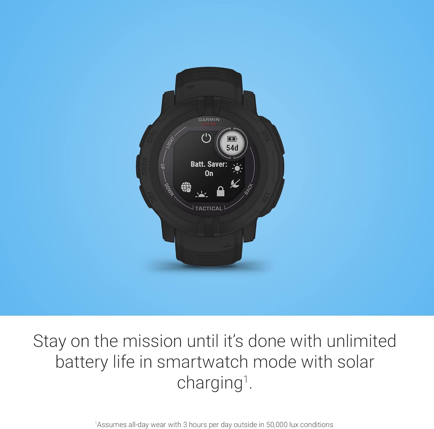 Garmin Instinct 2 Solar  Tactical-Edition  Rugged Outdoor Watch with GPS  with Solar Charging Capabilities  Built for All Elements  Multi-GNSS Support  Tracback Routing and More  Black
