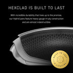 HexClad Hybrid Nonstick 7-Quart Sauté Pan with Tempered Glass Lid, Chicken Fryer, Stay-Cool Handles, Dishwasher-Friendly, Oven-Safe Up to 900°F, Induction Ready, Compatible with All Cooktops