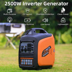 Portable Inverter Generator 2500W Gas Powered  Long Runtime Gas Generators for Home Use  Camping  Super Quiet Emergency Home Backup  with CO Sensor  EPA Compliant