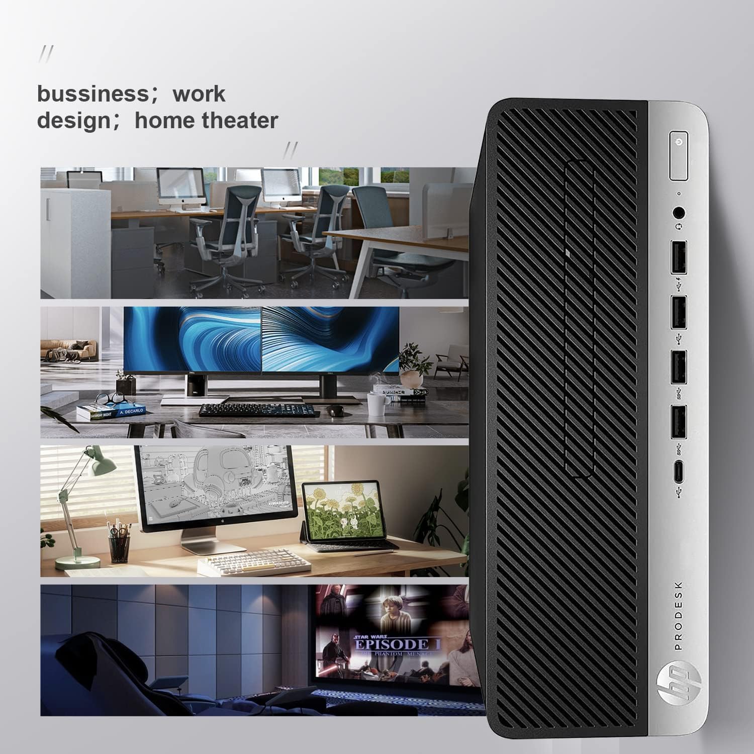 HP ProDesk 600 G3 SFF Desktop Computer with 21.5" FHD Monitor  Intel Quad Core i5-6500  16GB DDR4  256GB SSD  DisplayPort  Keyboard & Mouse  WiFi  BT  Windows 11 Pro (Renewed)  Black