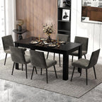 COSTWAY Rectangular Dining Table for 4-6 People, 63' Farmhouse Dinette with Large Computer Workstation, Modern Kitchen Table for Apartment, Living Room, Restaurant (Black)