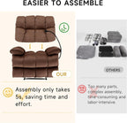 Euthymia Oversized Recliner Chair, Heavy Duty Recliner Chairs for Adults 400LBS, Large Recliner Chair, Extra Wide Recliners for Living Room, Brown