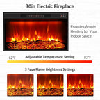 Naice 80" Electric Fireplace with Mantel and Cabinets, Fireplace TV Stand for Living Room Bedroom, Stacked Stone Surround and Remote Control 3D Realistic Flame, White&Brown