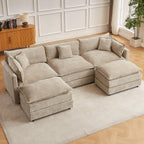 HIPIHOM Modular Sectional Sofa, 112.2 Inch L Shaped Couch Set with Armrests, 3-Seater Comfy Cloud Couches for Living Room Apartment, Coffee