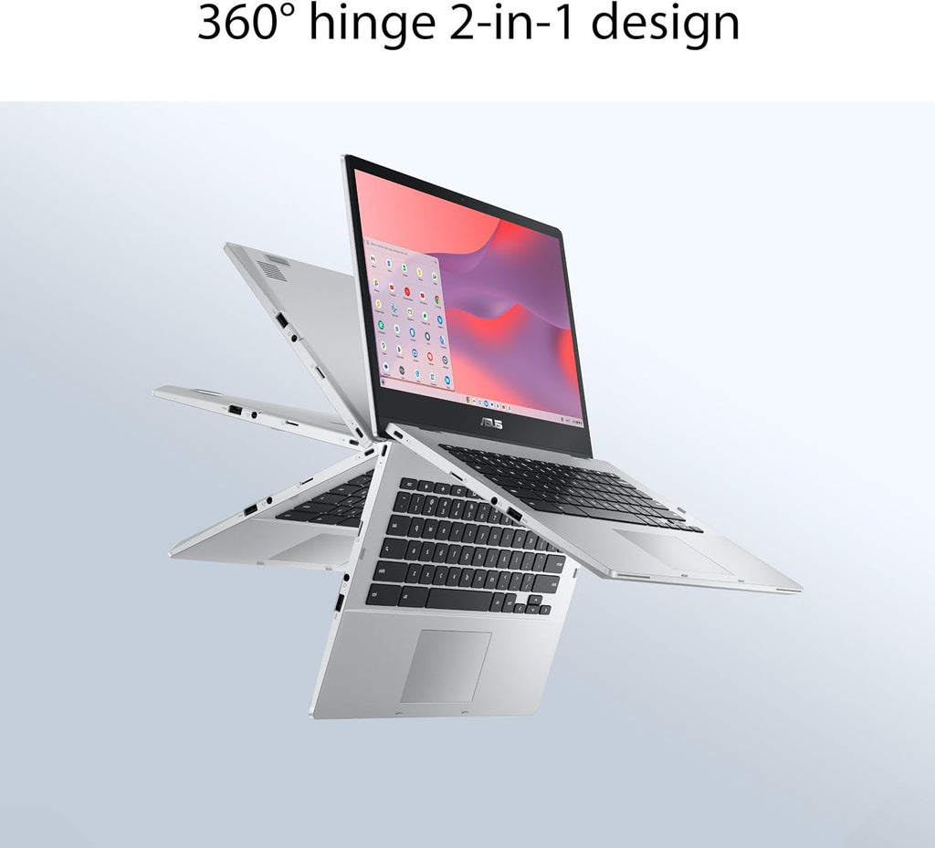 ASUS Chromebook Flip CX1 Convertible Laptop  14" FHD NanoEdge 360-degree Touchscreen  Intel Celeron N4500 Processor  128GB eMMC Storage  8GB RAM  ChromeOS  Transparent Silver  CX1400FKA-AS88FT