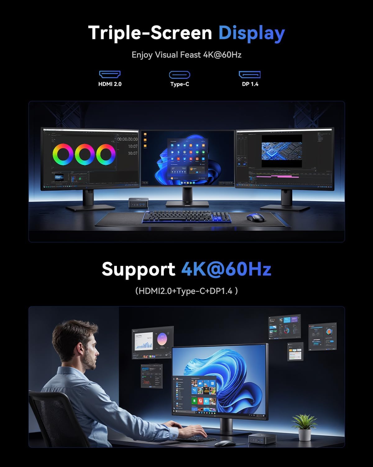 KAMRUI E3 Mini PC  W-11 Pro Ryzen 3500U Mini Computers (Beat N150/N97  up to 3.7GHz)  Mini Desktop Computer 16GB RAM 512GB SSD  Desktop PC Support 4K TYPE-C+HDMI+DP with Dual WiFi Business Home Office