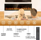 2025Upgraded 72” Recessed and Wall Mounted Electric Fireplace, Ultra Thin Narrow Beleze Fire Places with Remote Control, Screen Control,Adjustable Flame Colors and Speed