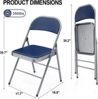 VINGLI 6 Pack Folding Chairs with Padded Seats, Metal Frame with Pu Leather Seat & Back, Capacity 350 lbs, Blue