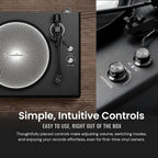 Hi-Fi Record Player with Speakers | Premium Vinyl Turntable with Bluetooth Capability | Built-in 4-Speaker Stereo System for Music Fans  Black Veneer + Black Trim