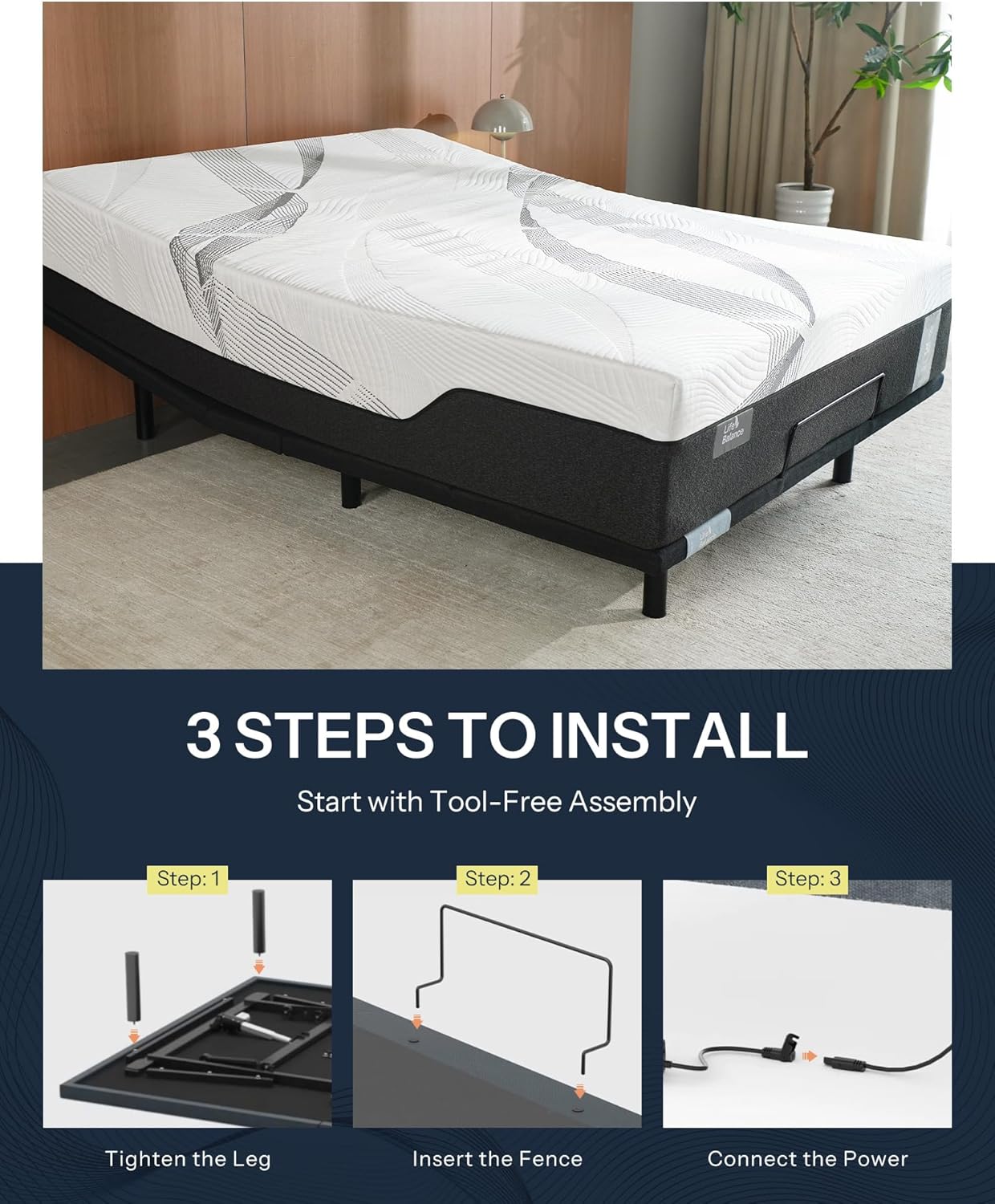 Adjustable Bed Frame King, Head & Foot Incline with Wireless Remote, Zero Gravity & Anti-Snore Modes, Adjustable Height Bed Base, Back Pain Relief, Post-Surgery Recover, Relieve Acid Reflux